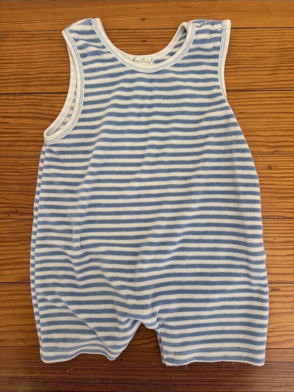 Kissy Kissy 12-18m Striped Blue & White Sleeveless Baby Romper in terry cloth